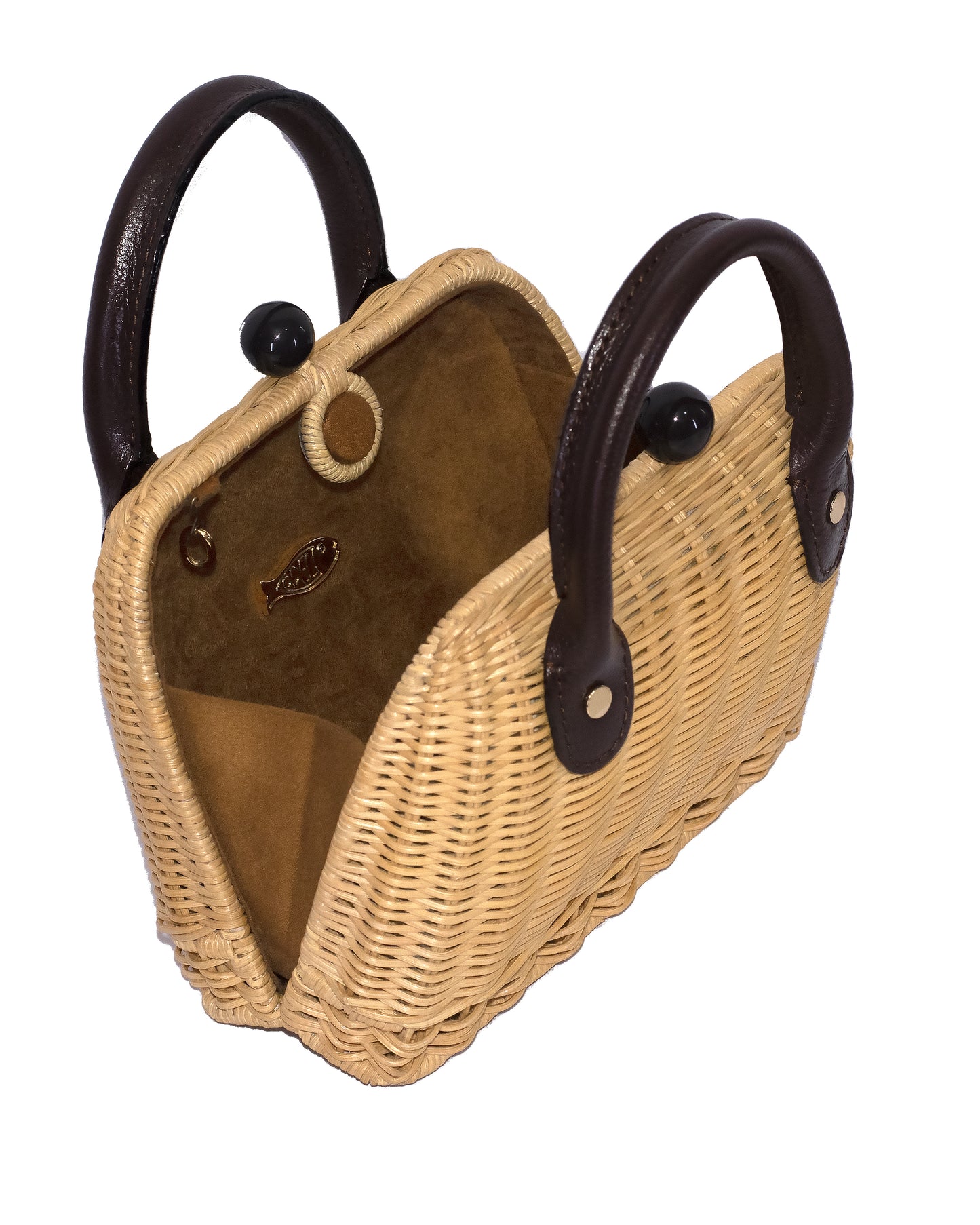 Amal Mini Wicker Bag - Cholate Brown