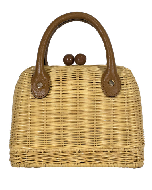 Amal Mini Wicker Bag - Caramel