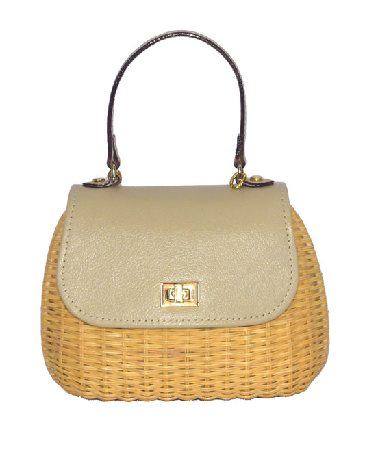 Aria Mini Wicker Bag - Beige