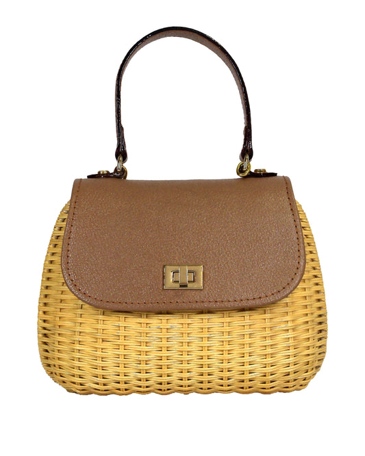 Aria Mini Wicker Bag - Tan Brown