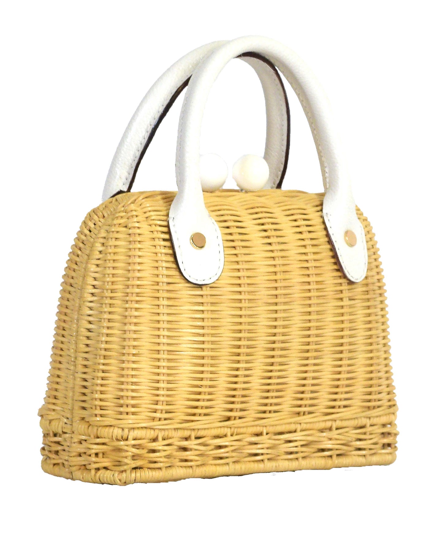 Amal Mini Wicker Bag - White