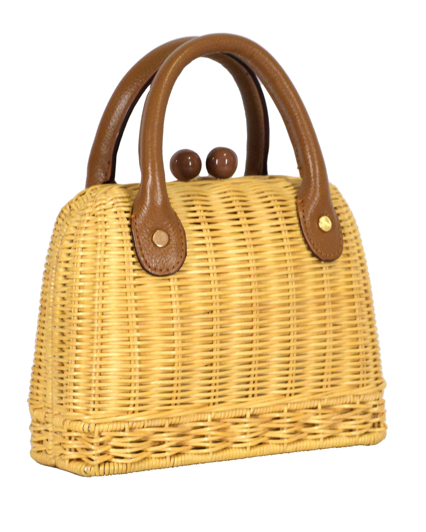 Amal Mini Wicker Bag - Tan Brown