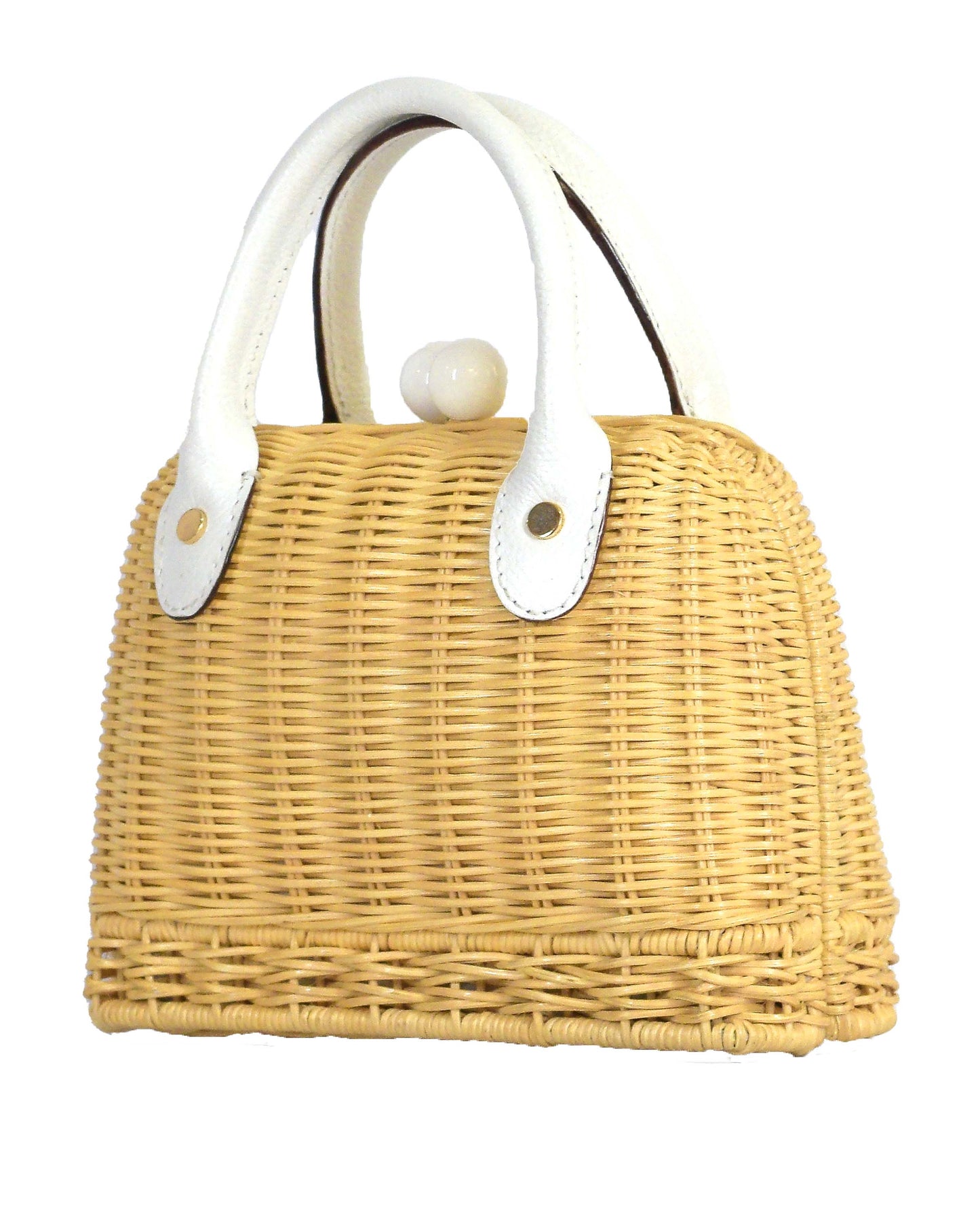 Amal Mini Wicker Bag - White