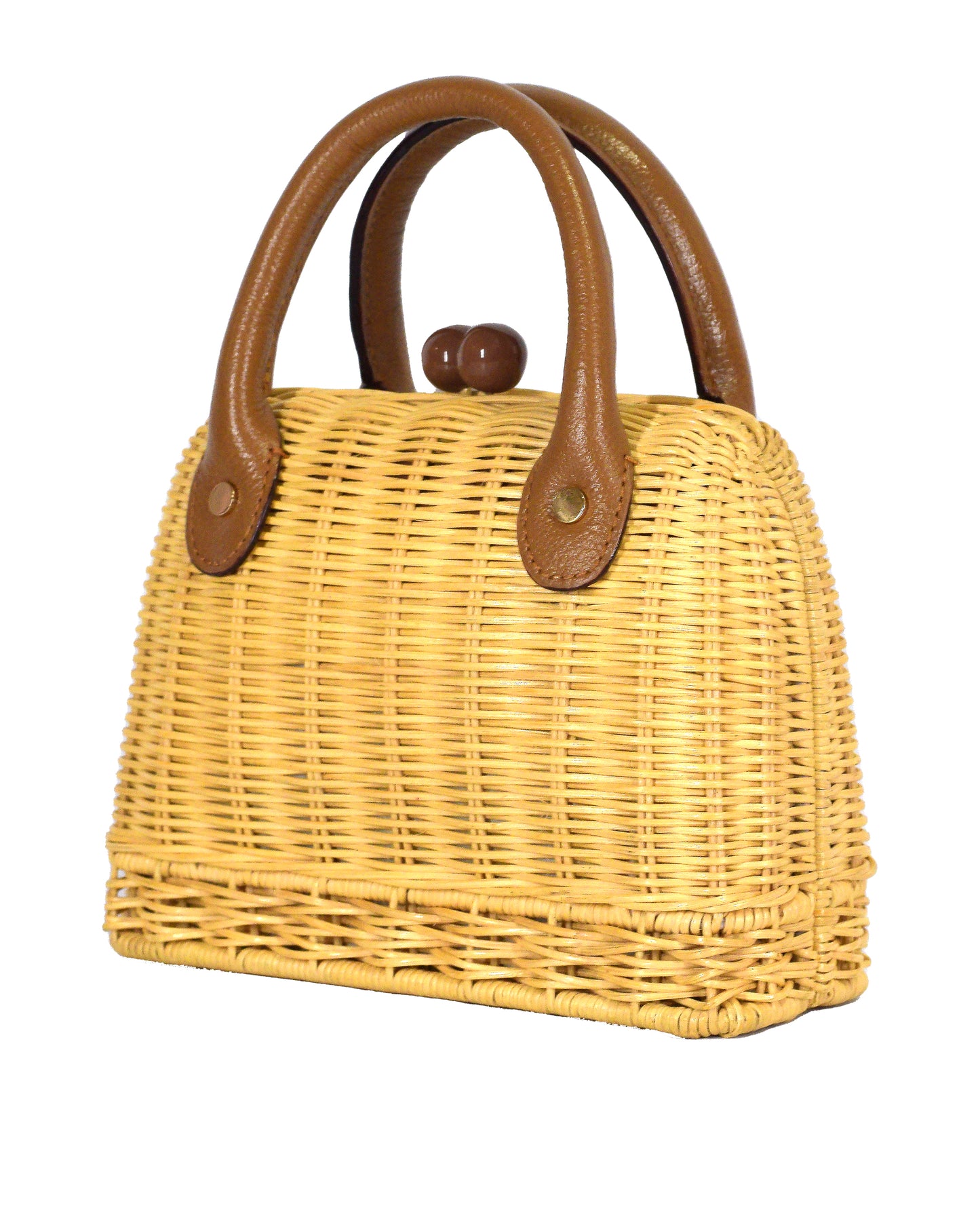 Amal Mini Wicker Bag - Tan Brown