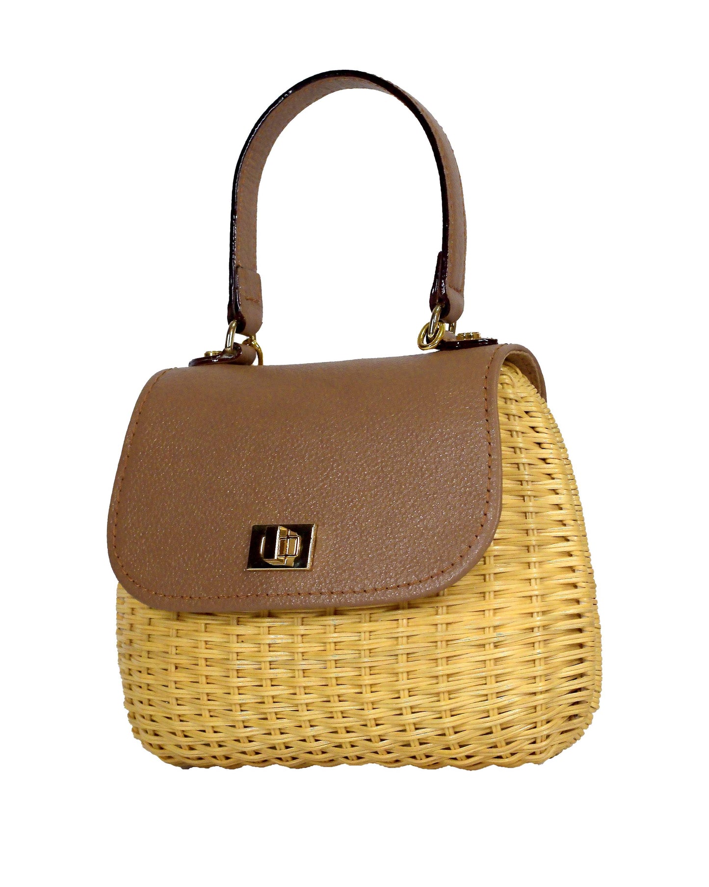 Aria Mini Wicker Bag - Tan Brown