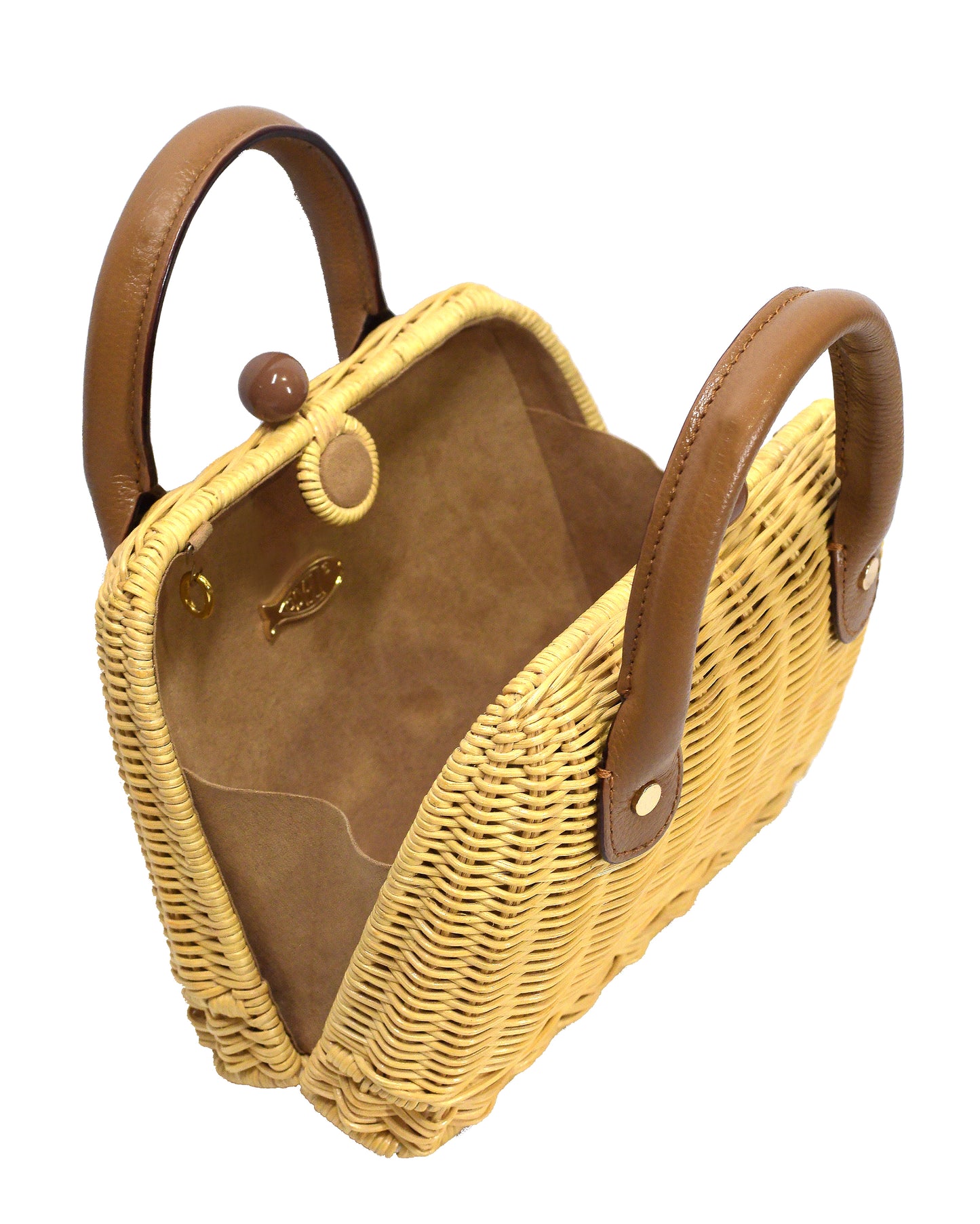 Amal Mini Wicker Bag - Tan Brown