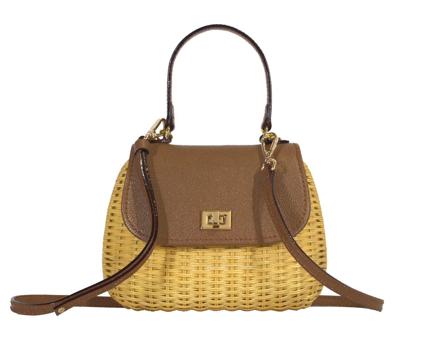 Aria Mini Wicker Bag - Tan Brown