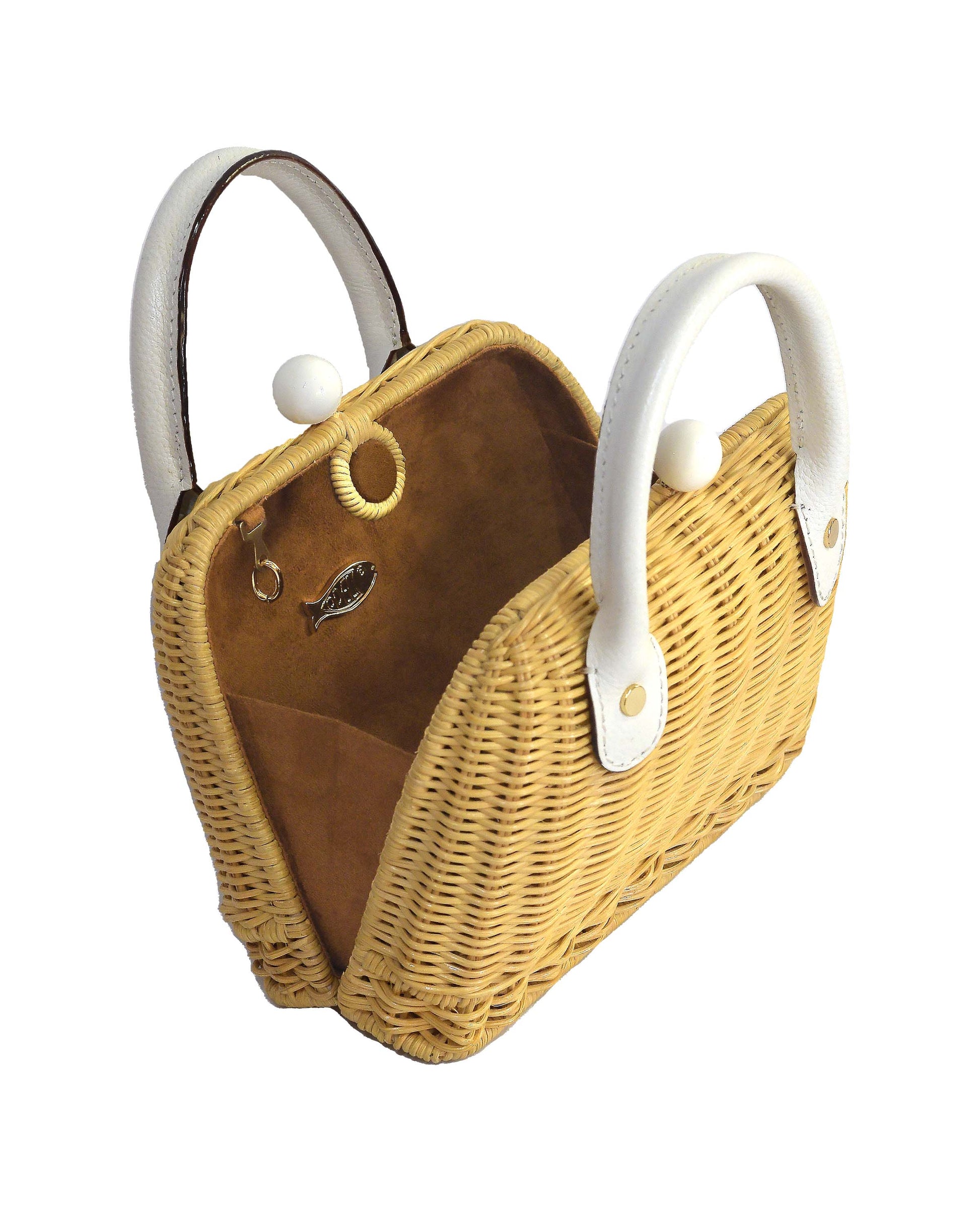 amal white 3d logo mini backpack Amal Mini Wicker Bag