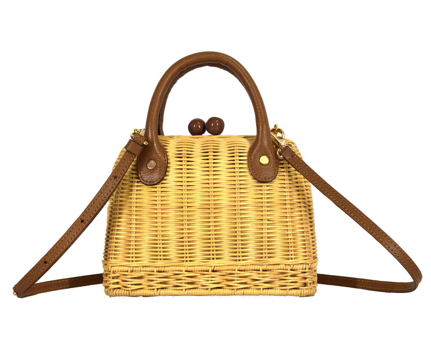 Amal Mini Wicker Bag - Tan Brown