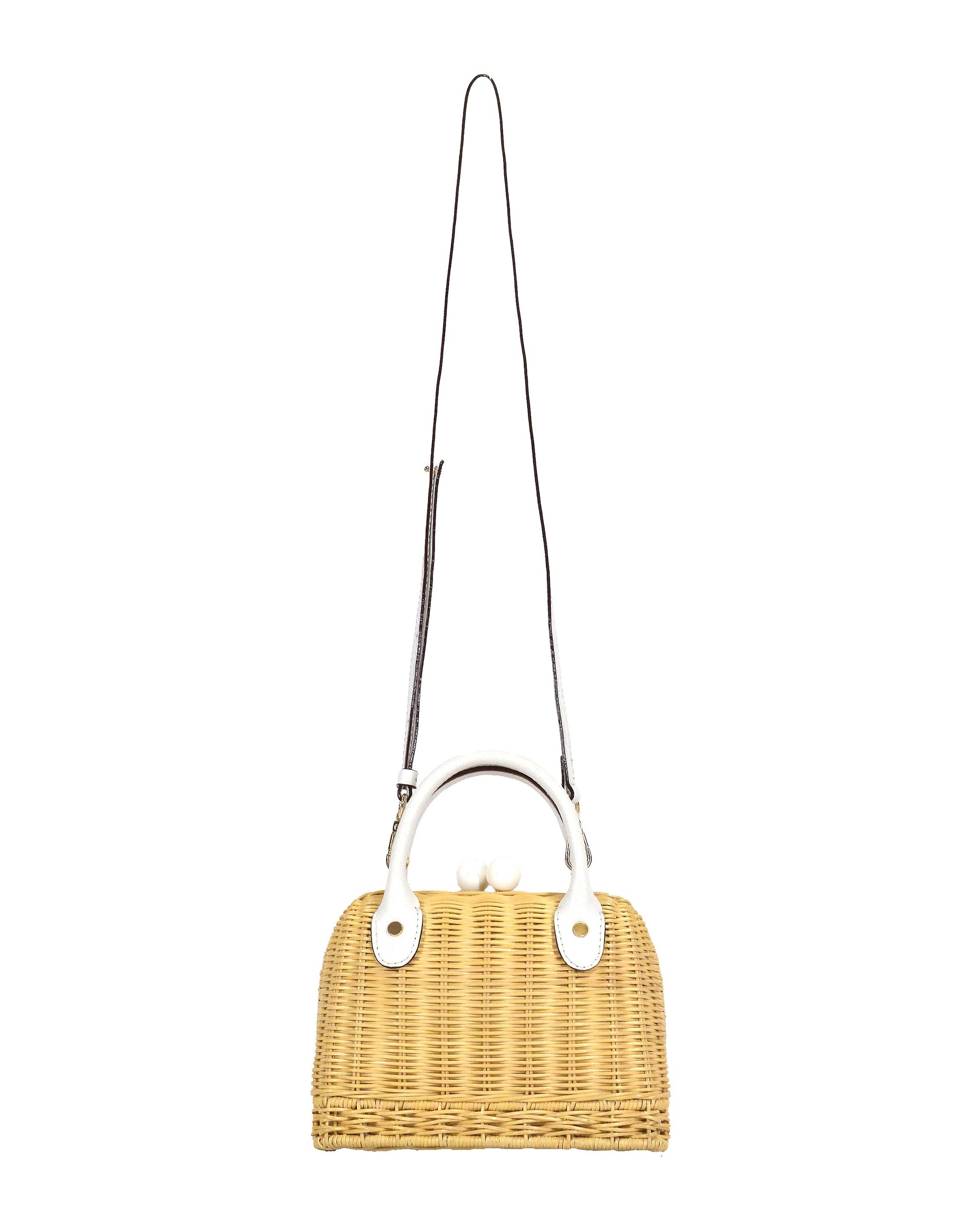 amal white 3d logo mini backpack Amal Mini Wicker Bag