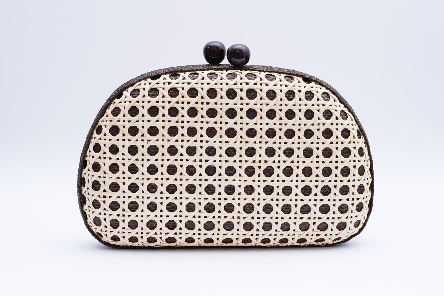 Plumeria Oval Clutch - Black