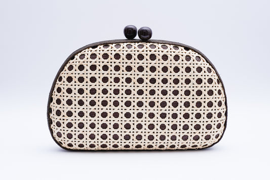 Plumeria Oval Clutch - Black