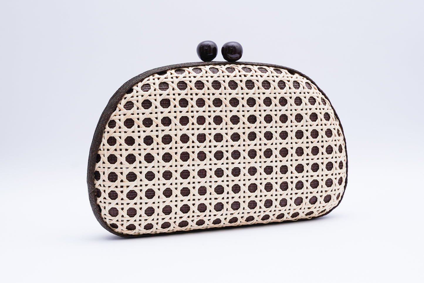 Plumeria Oval Clutch - Black