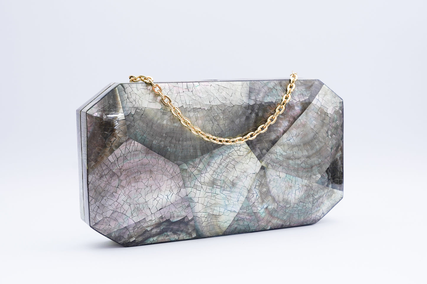 Paula Shell Clutch - Grey/Black