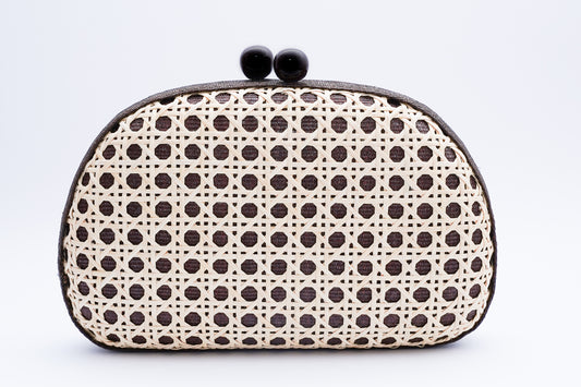 Plumeria Oval Clutch - Dark Choco brown