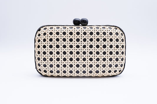 Plumeria Rectangular Clutch - Black