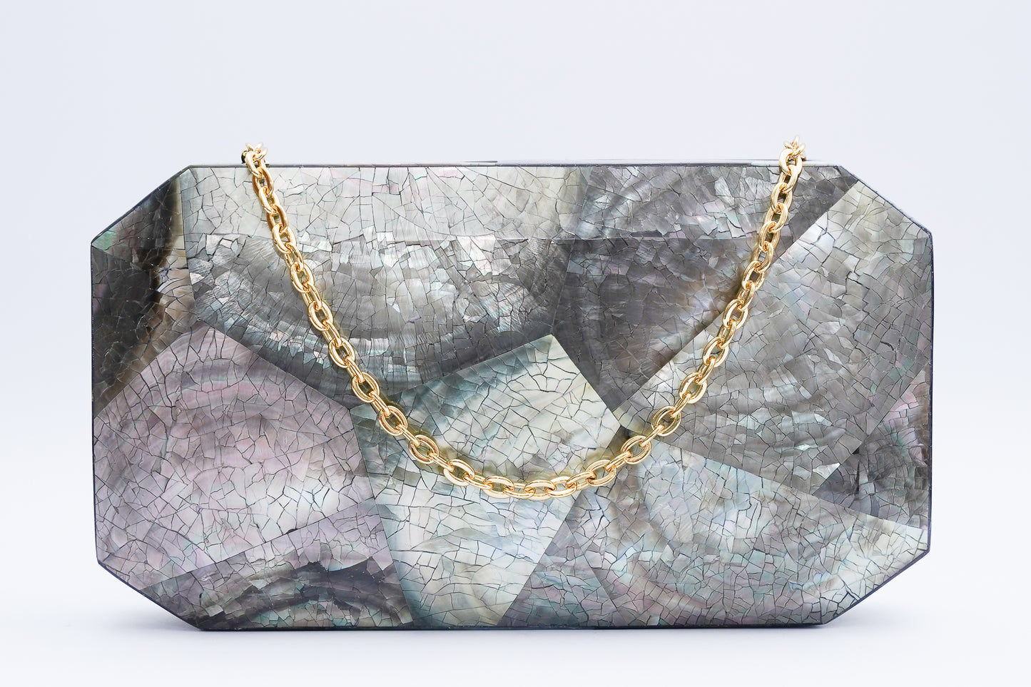 Paula Shell Clutch - Grey/Black