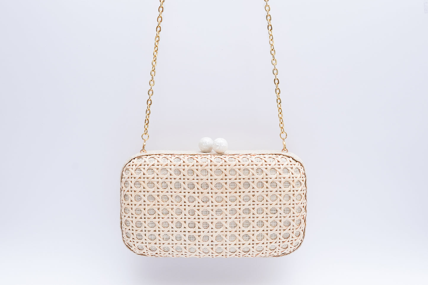 Kim Rectangular Clutch - Bone