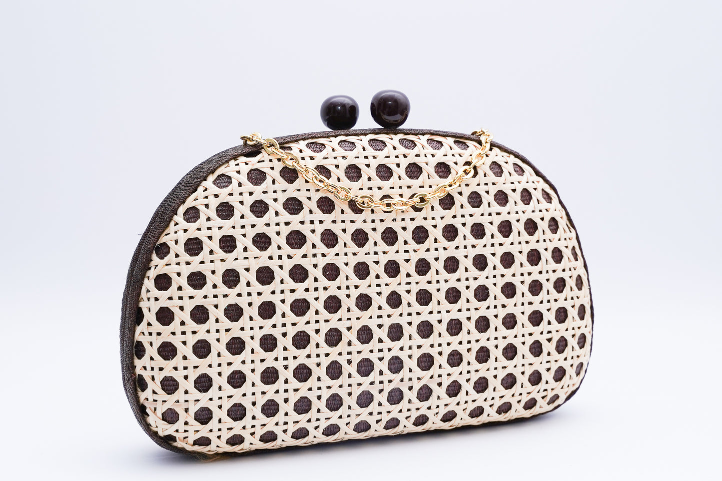 Plumeria Oval Clutch - Black