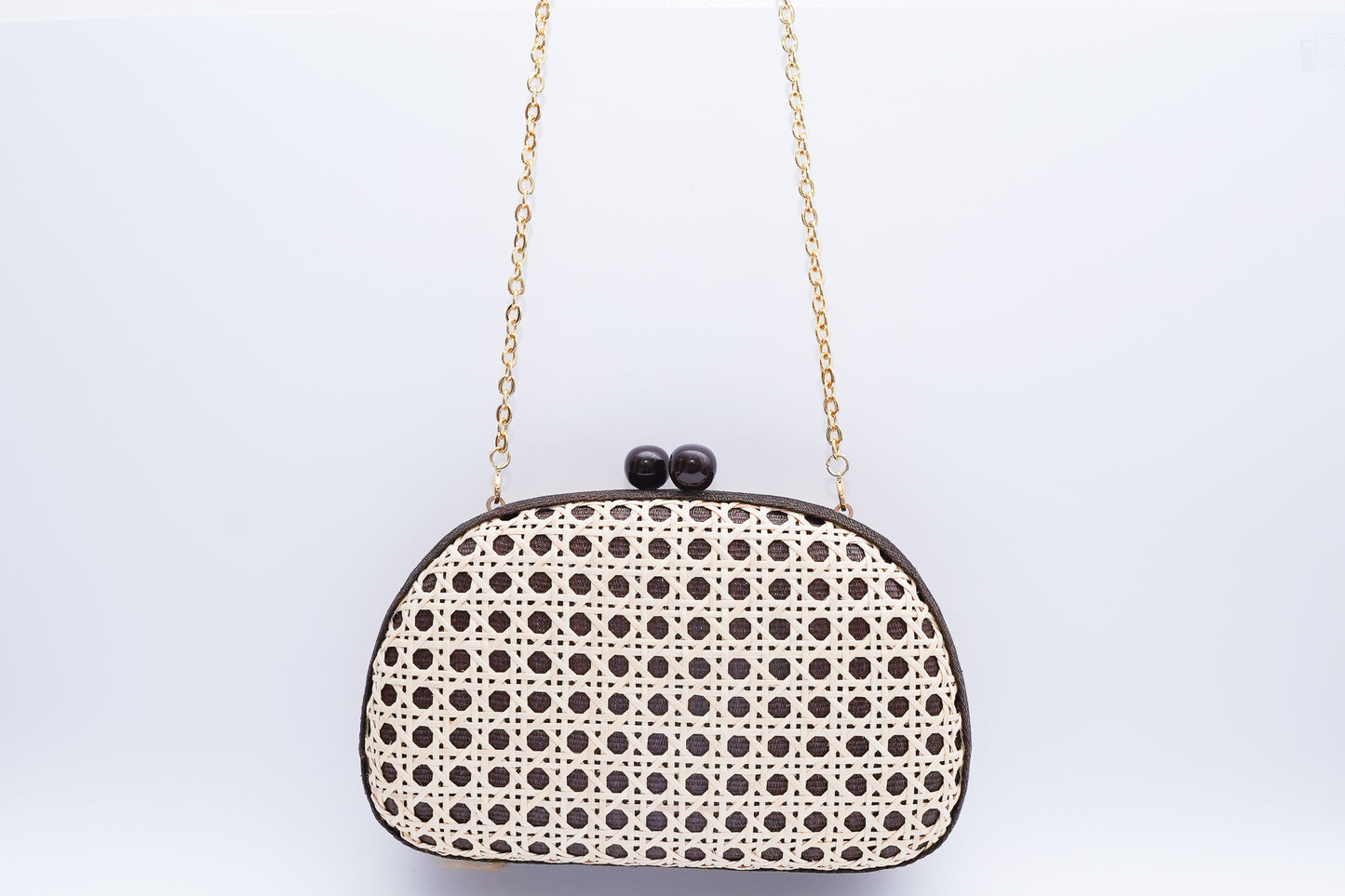 Plumeria Oval Clutch - Black