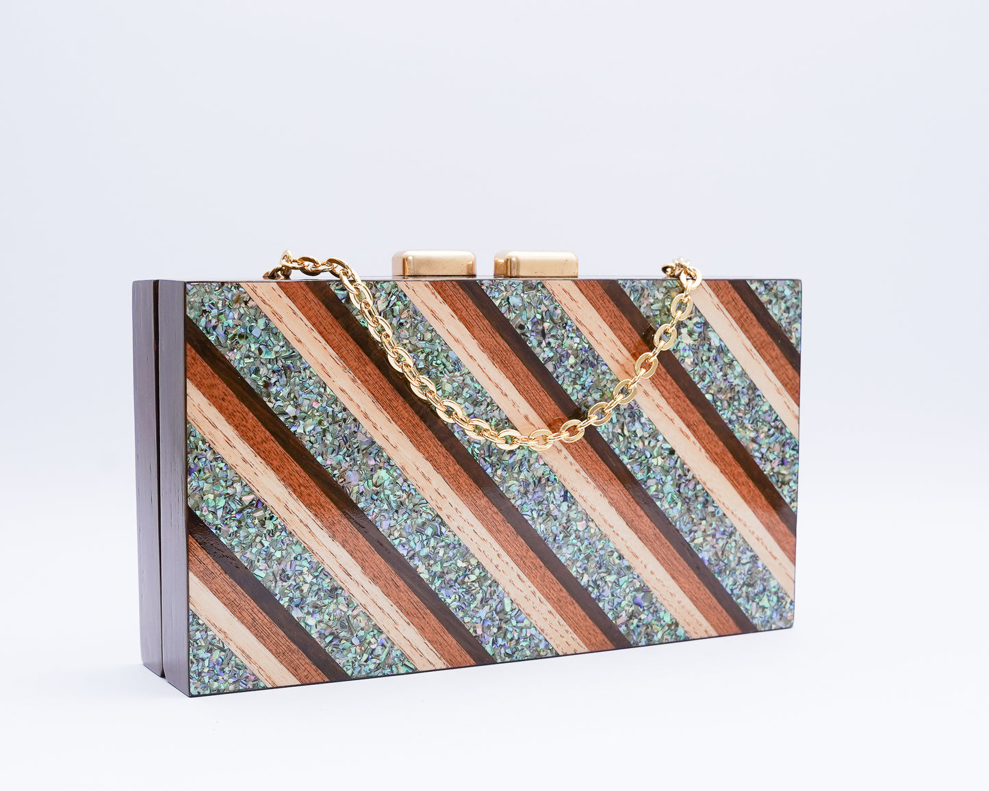 Mela Marquetry Clutch - Multi