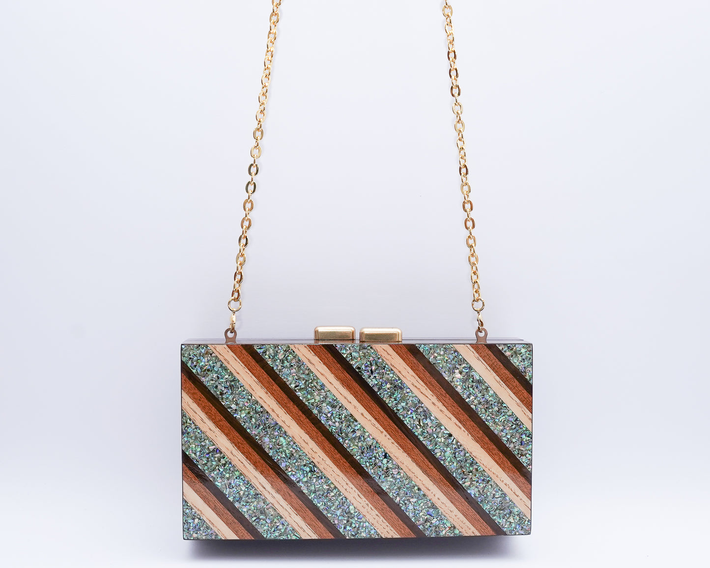 Mela Marquetry Clutch - Multi